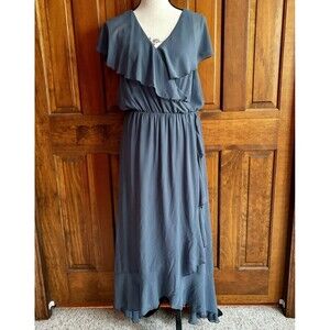 Show Me Your Mumu Dress Women’s Size XL Blue Chiffon Jess Ruffle Bridesmaid
